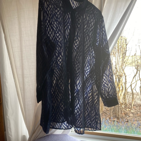 Blue and black ,button , long sleeve dress shirt.   2x - Picture 5 of 7